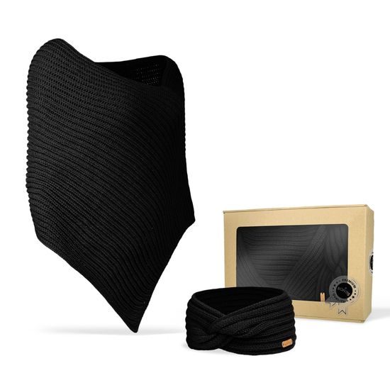 SET CADOU: PONCHO TRICOTAT ȘI BANDĂ DE PĂR - PULOVERE FĂRĂ MÂNECI - ÎMBRĂCĂMINTE