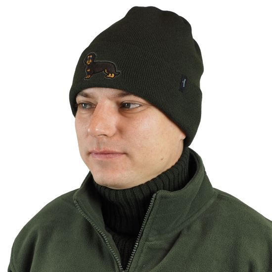 STRICKMÜTZE MIT STICKEREI DACKEL - JÄGER - KLEIDUNG
