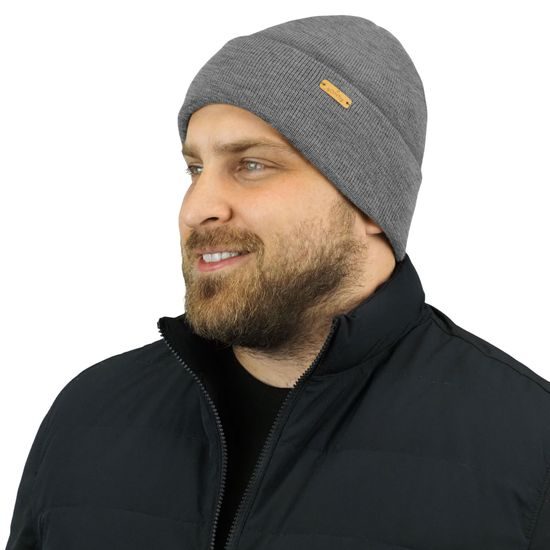 PLETENÁ DVOJITÁ PÁNSKA ČIAPKA S LEMOM - PLETENÉ ČIAPKY - ŠILTOVKY A ČIAPKY