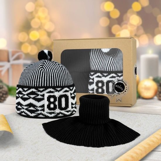 GESCHENKSET: JUBILÄUMS-ZMIJOVKA BONTIS MIT STRICKSCHAL - BOMMELMÜTZEN - CAPS UND MÜTZEN