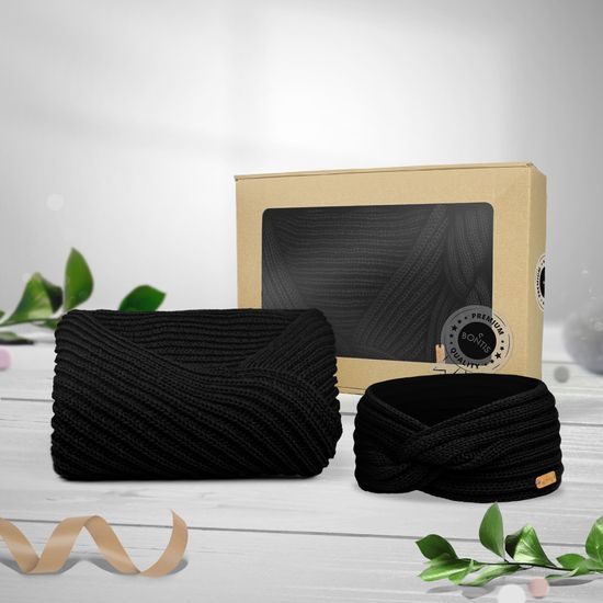 SET CADOU: PONCHO TRICOTAT ȘI BANDĂ DE PĂR - PULOVERE FĂRĂ MÂNECI - ÎMBRĂCĂMINTE