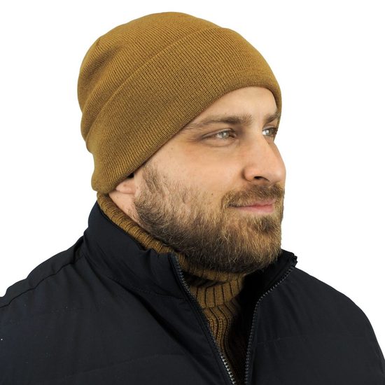 SET CADOU: CĂCIULĂ BĂRBĂTEASCĂ CU MANȘETĂ ȘI GULER TRICOTAT - CĂCIULI - ACCESORII