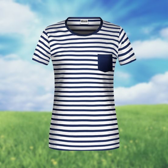 DAMEN GESTREIFTES T-SHIRT AUS BIO-BAUMWOLLE 8027 - GESTREIFTE T-SHIRTS - KLEIDUNG