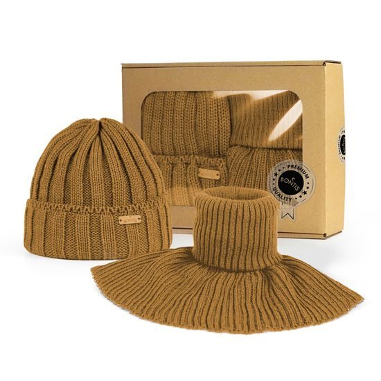 DÁRKOVÉ BALENÍ: PÁNSKÁ ČEPICE S ŽEBROVANÝM VZOREM A NÁKRČNÍK - ČEPICE - KŠILTOVKY A ČEPICE