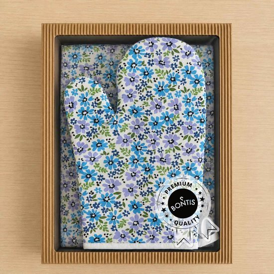 GESCHENKSET MIT TOPFLAPPEN UND SCHÜRZE - KÜCHENHANDSCHUHE - HAUSHALT