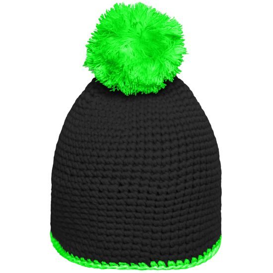 CĂCIULĂ TRICOTATĂ CU DUNGĂ CONTRASTANTĂ ȘI POMPON MB7964 - FESURI CU POMPON - ACCESORII