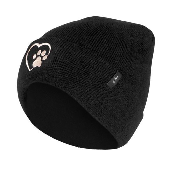 ČEPICE S VÝŠIVKOU TLAPKA V SRDÍČKU - PLETENÉ ČEPICE - KŠILTOVKY A ČEPICE