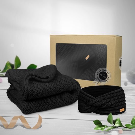 GESCHENKSET: STRICK-CARDIGAN UND STIRNBAND - PULLOVER OHNE VERSCHLUSS - KLEIDUNG