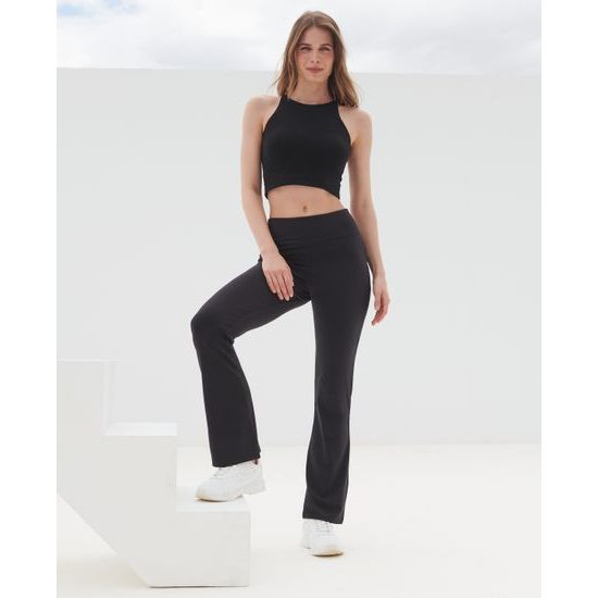 DAMEN-LEGGINGS MIT AUSGESTELLTEM BEIN - SPORT LEGGINGS - SPORT KLEIDUNG