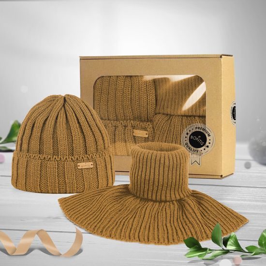 DÁRKOVÉ BALENÍ: PÁNSKÁ ČEPICE S ŽEBROVANÝM VZOREM A NÁKRČNÍK - ČEPICE - KŠILTOVKY A ČEPICE