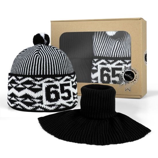 SET CADOU: ZMIJOVKA BONTIS ANIVERSARĂ CU GULER TRICOTAT - FESURI CU POMPON - ACCESORII