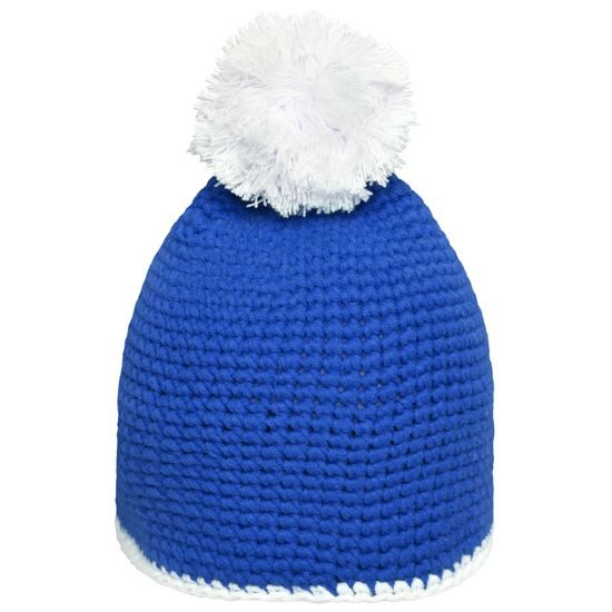 CĂCIULĂ TRICOTATĂ CU DUNGĂ CONTRASTANTĂ ȘI POMPON MB7964 - FESURI CU POMPON - ACCESORII