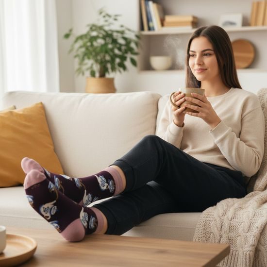 ȘOSETE ÎN PAHAR CU MOTIV DE CEAI - ȘOSETE CLASICE - ÎNCĂLŢĂMINTE