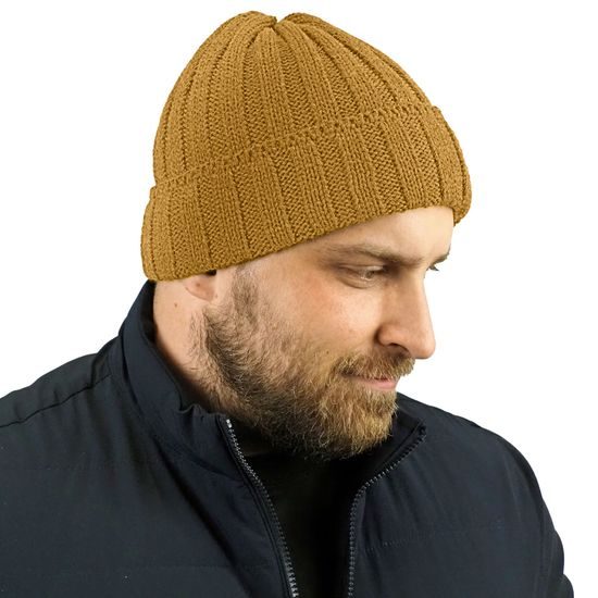 FÉRFI KÖTÖTT SAPKA BORDÁZOTT MINTÁVAL - KÖTÖTT SAPKÁK - BASEBALL SAPKÁK ÉS SAPKÁK