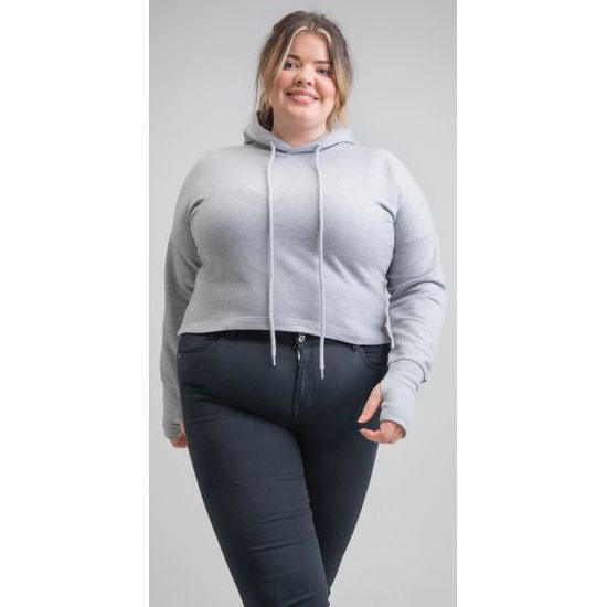 DÁMSKÁ CROP TOP MIKINA - MIKINY PŘES HLAVU - OBLEČENÍ