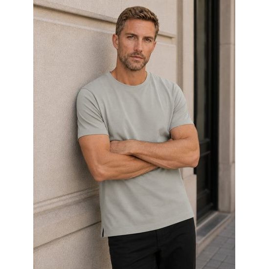 TRICOU BĂRBĂTESC CU MÂNECĂ SCURTĂ PIMA COTTON - TRICOURI CU MÂNECĂ SCURTĂ - ÎMBRĂCĂMINTE