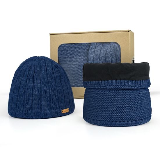 GESCHENKSET: HERREN-STRICKMÜTZE MIT STREIFEN UND LOOP-SCHAL - GESCHENKSETS - SETS UND GESCHENKE