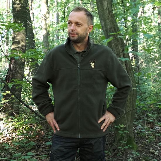 HANORAC BLUZĂ FLEECE CU BRODERIE CERB - VÂNĂTOARE - ÎMBRĂCĂMINTE