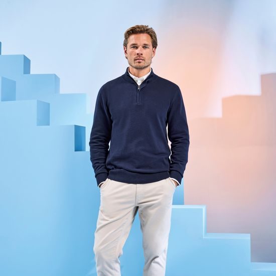 PÁNSKÝ SVETR S 1/4 ZIPEM - SVETRY - OBLEČENÍ