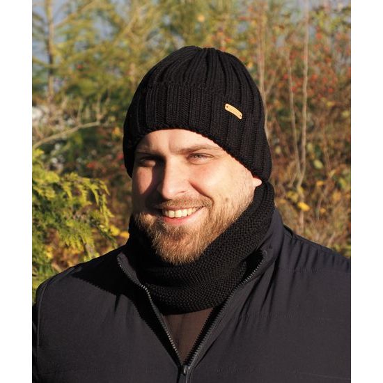 PLETENÁ DVOJITÁ PÁNSKA ČIAPKA S LEMOM - PLETENÉ ČIAPKY - ŠILTOVKY A ČIAPKY