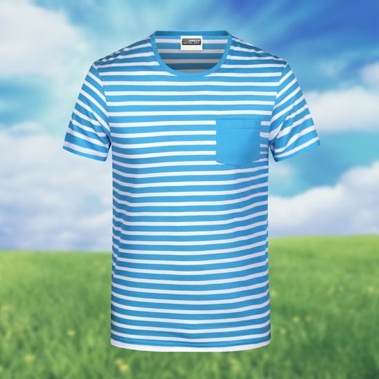 PÁNSKÉ PRUHOVANÉ TRIČKO Z BIOBAVLNY 8028 - NÁMOŘNICKÁ TRIČKA - OBLEČENÍ