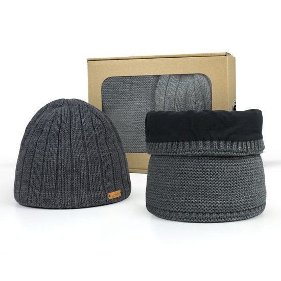 GESCHENKSET: HERREN-STRICKMÜTZE MIT STREIFEN UND LOOP-SCHAL - GESCHENKSETS - SETS UND GESCHENKE
