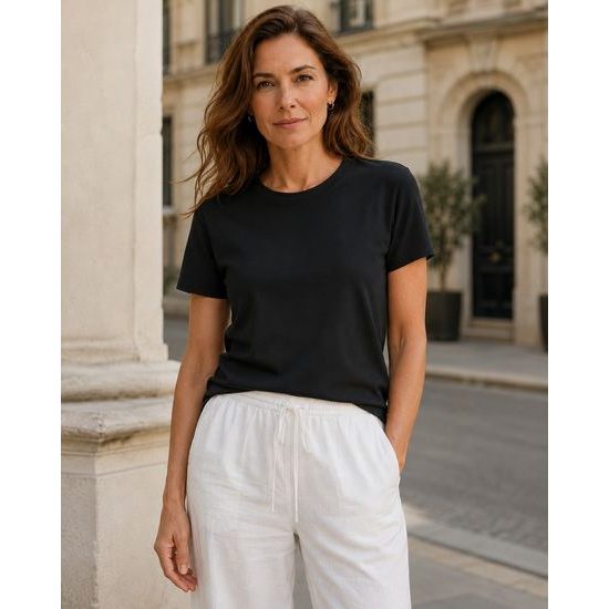 DAMEN-T-SHIRT MIT KURZEN ÄRMELN AUS PIMA COTTON - KURZARM-T-SHIRTS - KLEIDUNG