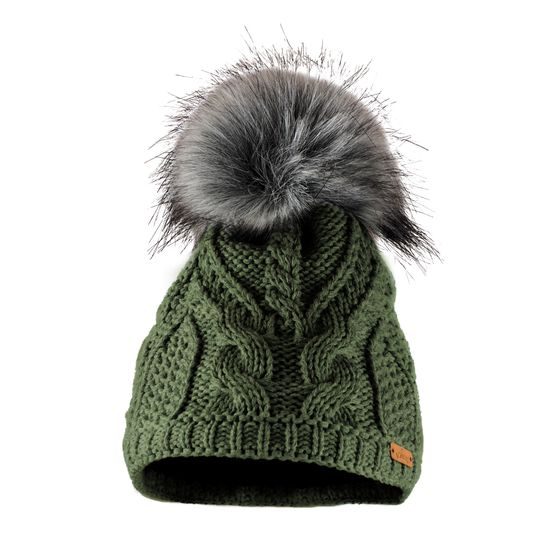 DAMEN WINTERMÜTZE MIT KUNSTFELL-BOMMEL - BOMMELMÜTZEN - CAPS UND MÜTZEN