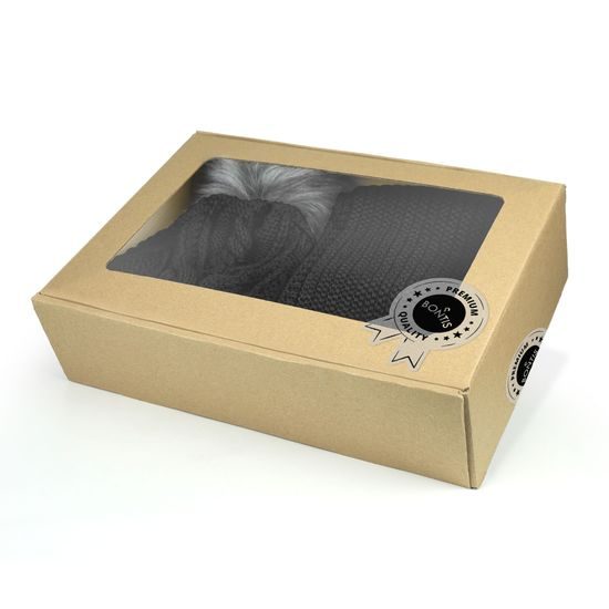 GESCHENKSET: DAMENMÜTZE MIT BOMMEL UND STRICKSCHAL - MÜTZEN - CAPS UND MÜTZEN