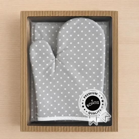 GIFT SET WITH OVEN MITTS AND APRON - KITCHEN OVEN GLOVES - HOUSEHOLD