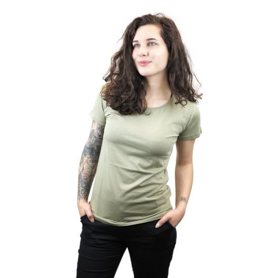 DAS MODEL IST 160 CM GROSS UND TRÄGT GRÖSSE S - T-SHIRTS AUS BIO-BAUMWOLLE - KLEIDUNG