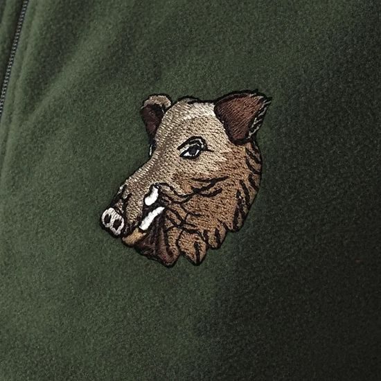 FLEECEJACKE MIT STICKEREI WILDSCHWEIN - JÄGER - KLEIDUNG