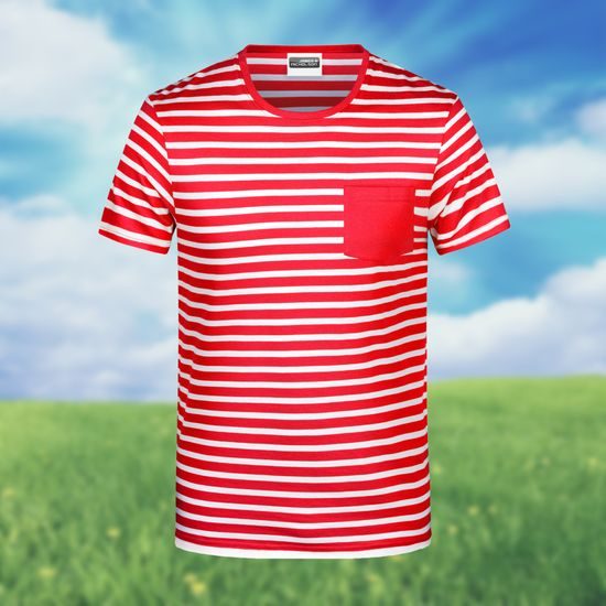 PÁNSKÉ PRUHOVANÉ TRIČKO Z BIOBAVLNY 8028 - NÁMOŘNICKÁ TRIČKA - OBLEČENÍ