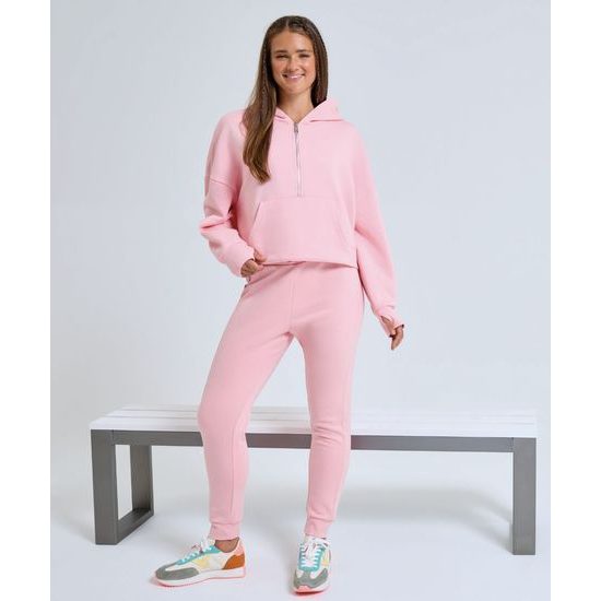 DÁMSKÁ MIKINA S 1/2 ZIPEM A KAPUCÍ - MIKINY PŘES HLAVU - OBLEČENÍ