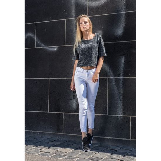 TRICOU CROP TOP PENTRU FEMEI ACID WASHED - TOPURI CROP TOP - ÎMBRĂCĂMINTE