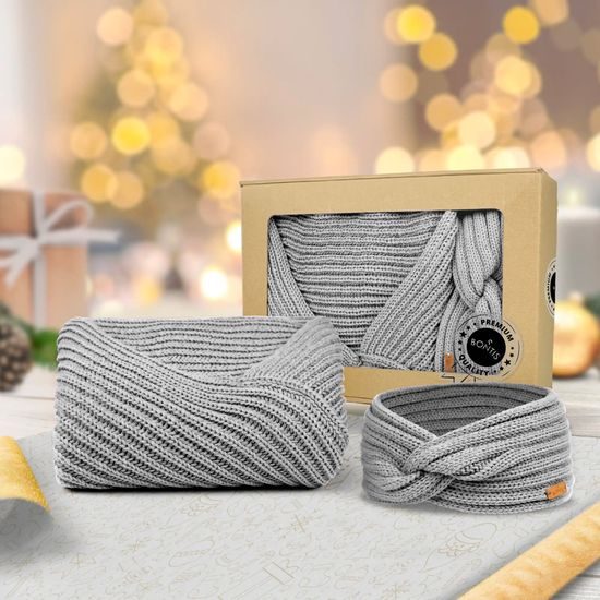 GESCHENKSET: STRICKPONCHO UND STIRNBAND - PULLOVER OHNE ÄRMEL - KLEIDUNG