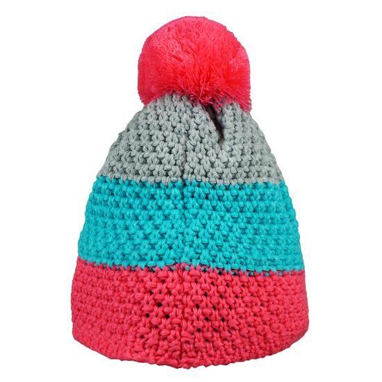 DREIFARBIGE GESTRICKTE WINTERMÜTZE MIT BOMMEL - STRICKMÜTZEN - CAPS UND MÜTZEN