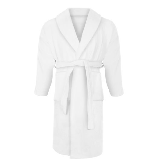 HALAT DE BAIE ALB DIN BUMBAC TIP VELUR - HALATE DE BAIE - ÎMBRĂCĂMINTE