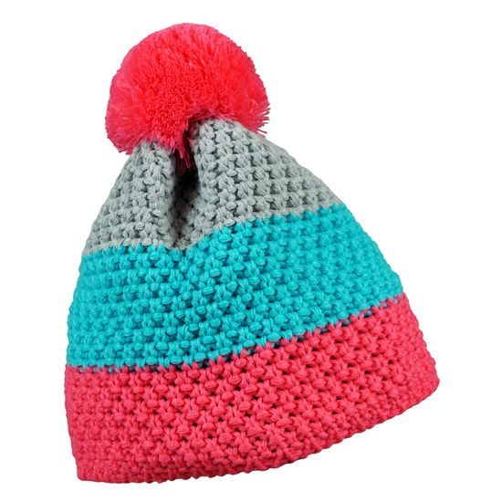 DREIFARBIGE GESTRICKTE WINTERMÜTZE MIT BOMMEL - STRICKMÜTZEN - CAPS UND MÜTZEN