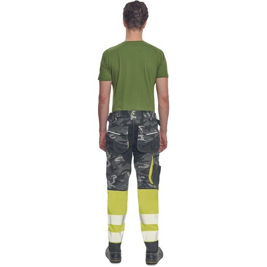 PANTALONI DE LUCRU REFLECTORIZANȚI SHELDON CAMOU HV DW - PANTALONI REFLECTORIZANȚI - HAINE DE LUCRU