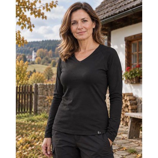 TRICOU DE DAMĂ CXS MARY CU DECOLTEU ÎN V - TRICOURI CU MÂNECĂ LUNGĂ - ÎMBRĂCĂMINTE
