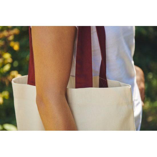 EINKAUFSTASCHE MIT FARBIGEN HENKELN AUS BIO-FAIRTRADE-BAUMWOLLE - EINKAUFSTASCHEN - TASCHEN UND RUCKSÄCKE