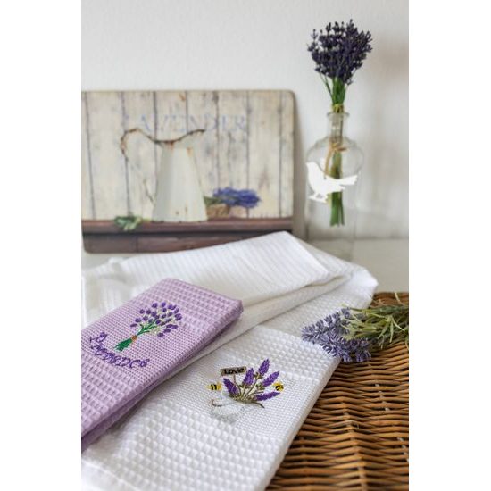 VYŠÍVANÁ VAFLOVÁ UTIERKA S MOTÍVOM - 2 KS - KUCHYNSKÉ UTIERKY - DOMÁCNOSŤ