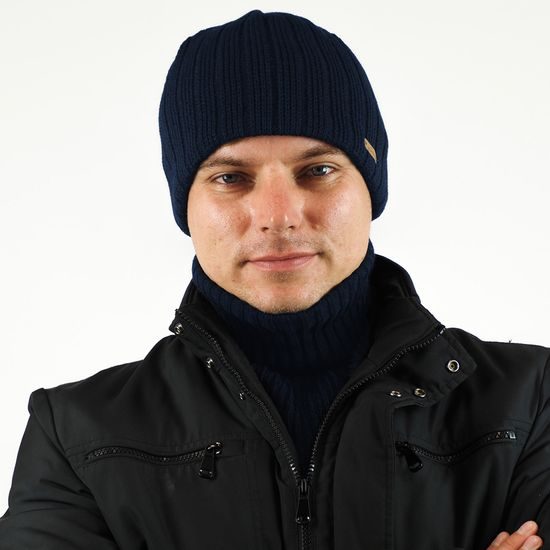 PRUHOVANÁ PÁNSKÁ ZIMNÍ PLETENÁ ČEPICE - PLETENÉ ČEPICE - DOPLŇKY