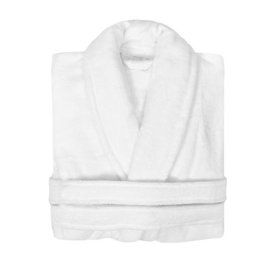 HALAT DE BAIE ALB DIN BUMBAC TIP VELUR - HALATE DE BAIE - ÎMBRĂCĂMINTE