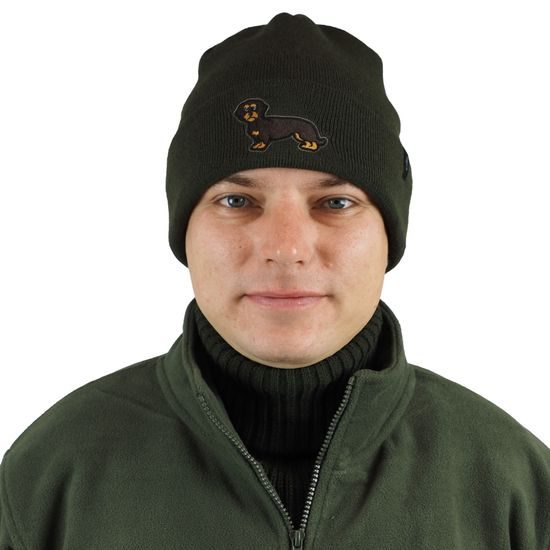 STRICKMÜTZE MIT STICKEREI DACKEL - JÄGER - KLEIDUNG