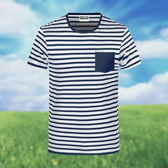 PÁNSKÉ PRUHOVANÉ TRIČKO Z BIOBAVLNY 8028 - NÁMOŘNICKÁ TRIČKA - OBLEČENÍ