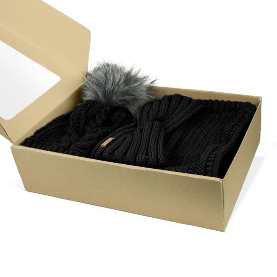 GESCHENKSET: DAMENMÜTZE MIT BOMMEL, STIRNBAND UND LOOP-SCHAL - GESCHENKSETS - SETS UND GESCHENKE