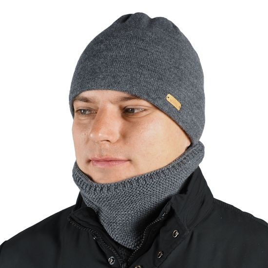 GIFT SET: MEN'S FITTED BEANIE AND NECK WARMER - KNITTED BEANIES - ACCESSORIES