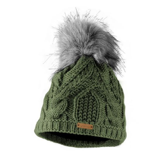 DAMEN WINTERMÜTZE MIT KUNSTFELL-BOMMEL - BOMMELMÜTZEN - CAPS UND MÜTZEN
